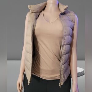 Ultra Light Down Tan Puffer Vest and Tank Top